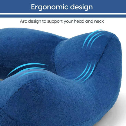 Inflatable Travel Pillow for Airplane Inflatable Neck Pillow for Traveling with Soft Velvet Washable Cover for Sleeping, Airplane,Train, Car, Office, Contoured Eye Masks, Earplugs (Dark Gray)