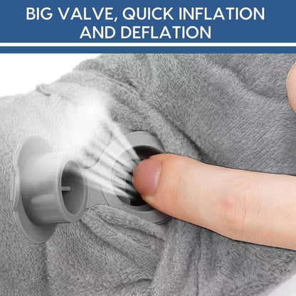 Inflatable Travel Pillow for Airplane Inflatable Neck Pillow for Traveling with Soft Velvet Washable Cover for Sleeping, Airplane,Train, Car, Office, Contoured Eye Masks, Earplugs (Dark Gray)