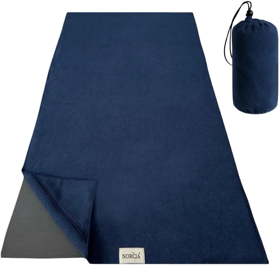 Non Slip Yoga Towel with Corner Pockets, Mat-Sized 24"x72", 100% Microfiber Sweat Absorbent, Perfect for Hot Yoga, Bikram, Pilates and More (Grey)