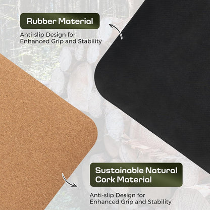Cork Yoga Mat Non-Slip, Resists Sweat and Odors Exercise Mat with Carrying Strap for Hot Yoga, Pilates, Floor & Fitness Workouts, Fitness Mats Non-Slip Natural Rubber Base & Cork Mat (72'' x 26'' x 5mm Thick)
