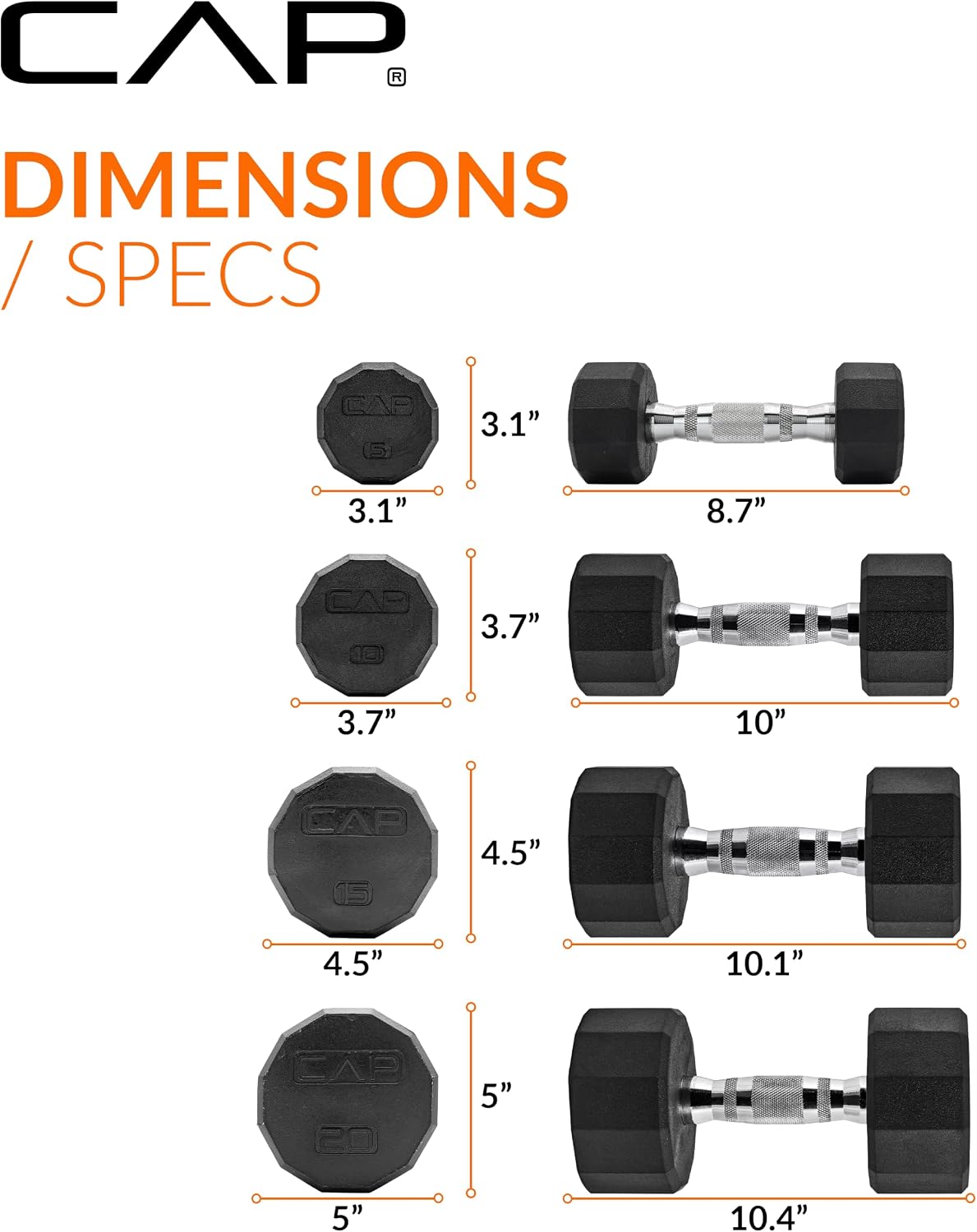 Rubber Coated Hex Dumbbell Set with Storage Rack | 100–210 lb Options, Space-Saving Vertical Compact Storage for Home Gym Strength Training