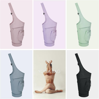 Yoga Mat Bag, Large Opening Long Tote Yoga Mat Carrier Holder Bag with Waterproof Wet Pocket and Drawstring Water Bottle Pocket, Adjustable Shoulder Strap Storage Bag, patent pending