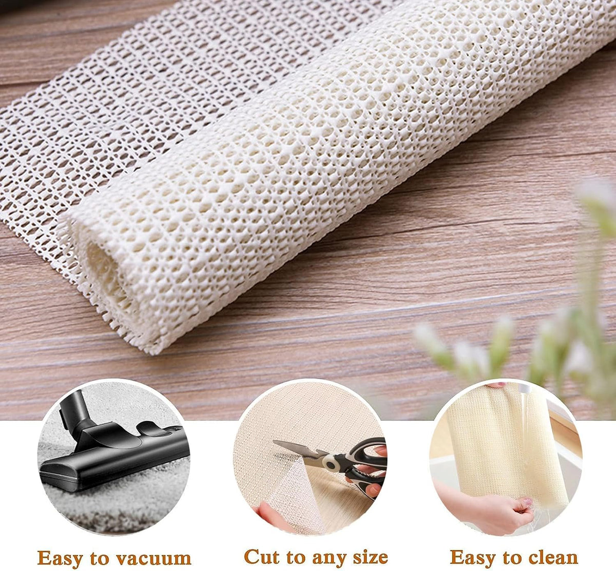Non SlipGripper Pad for Hardwood Floors, Area Rug Pads for Tile Floor, Under Carpet Anti Skid Mat, Keep Your Rug Safe in Place,Can be Cut to Any Size (White, 27.6x63inch)