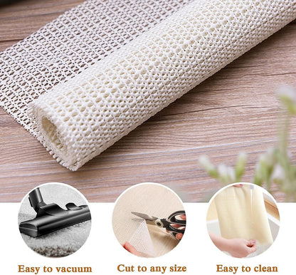 Non SlipGripper Pad for Hardwood Floors, Area Rug Pads for Tile Floor, Under Carpet Anti Skid Mat, Keep Your Rug Safe in Place,Can be Cut to Any Size (White, 27.6x63inch)
