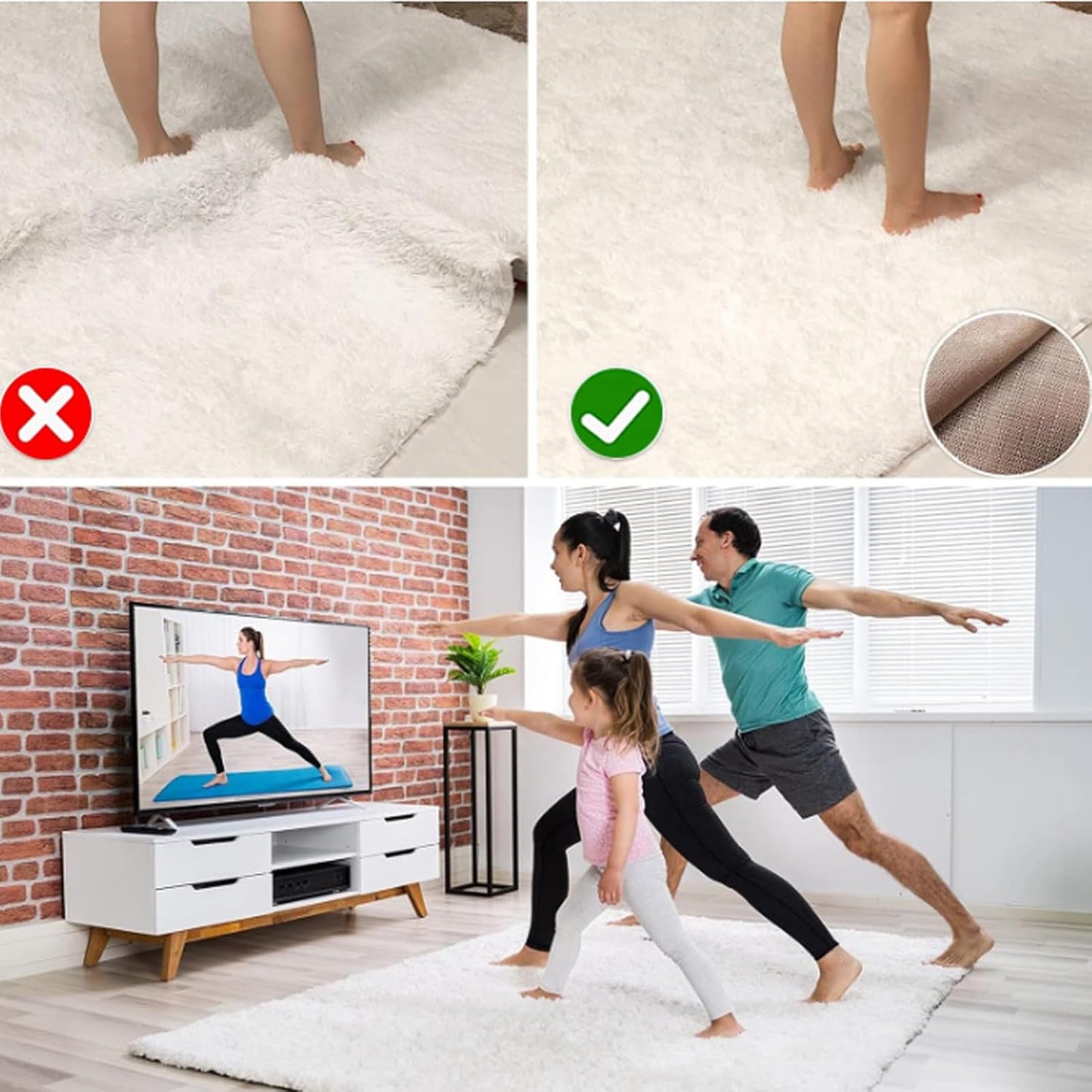 Non SlipGripper Pad for Hardwood Floors, Area Rug Pads for Tile Floor, Under Carpet Anti Skid Mat, Keep Your Rug Safe in Place,Can be Cut to Any Size (White, 27.6x63inch)