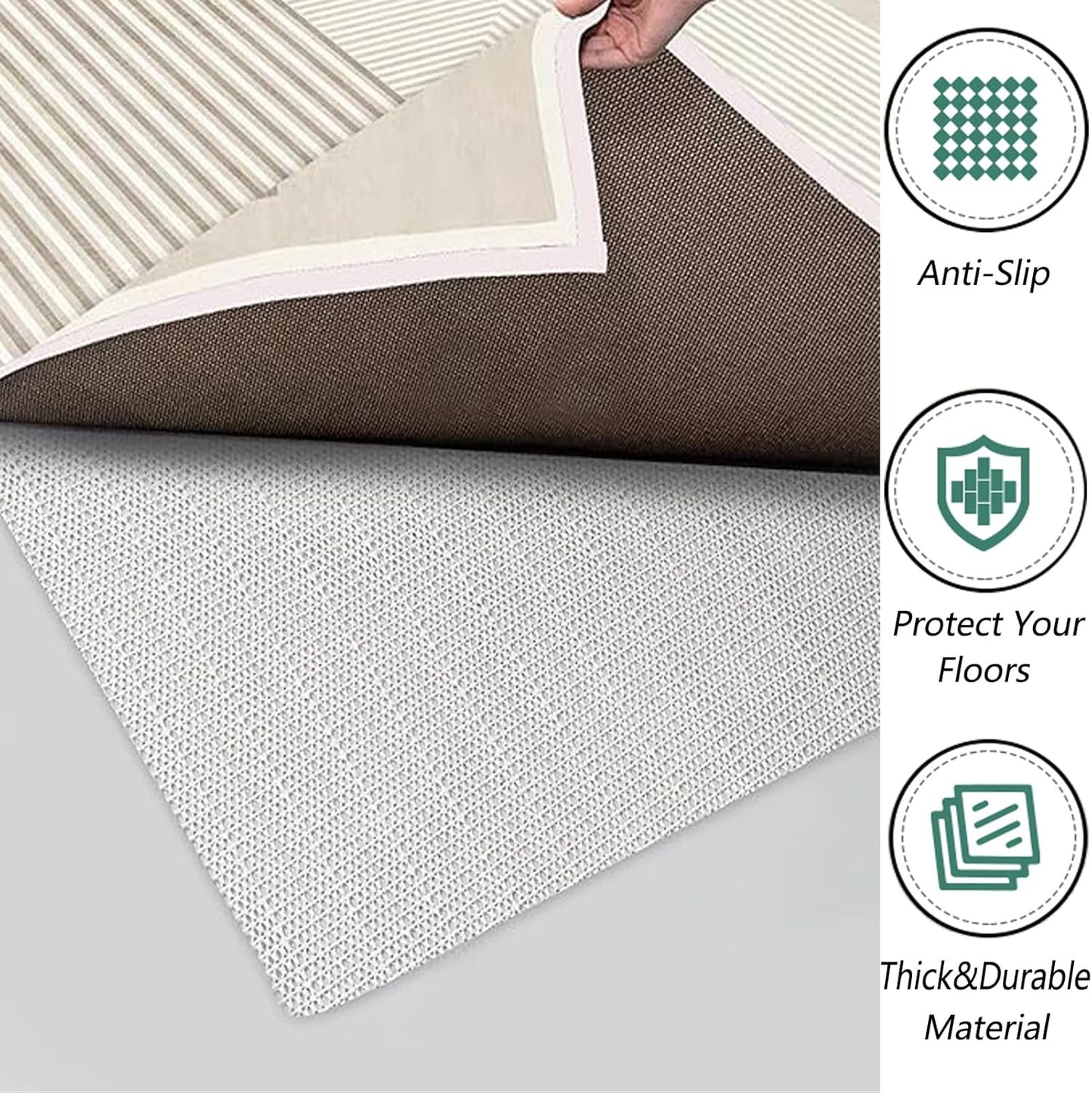 Non SlipGripper Pad for Hardwood Floors, Area Rug Pads for Tile Floor, Under Carpet Anti Skid Mat, Keep Your Rug Safe in Place,Can be Cut to Any Size (White, 27.6x63inch)