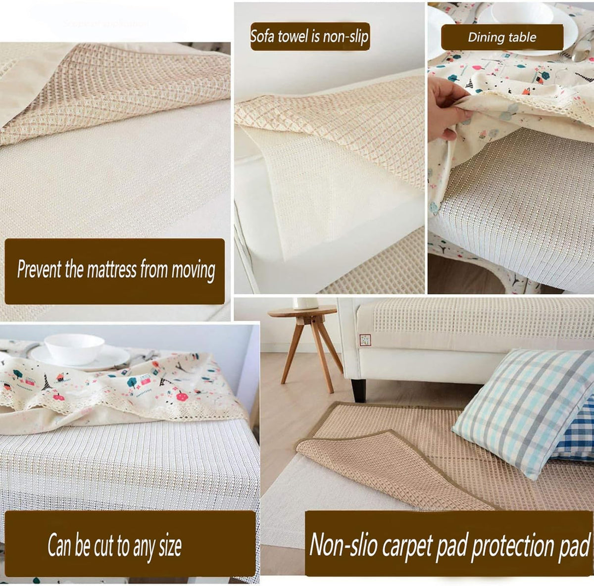 Non SlipGripper Pad for Hardwood Floors, Area Rug Pads for Tile Floor, Under Carpet Anti Skid Mat, Keep Your Rug Safe in Place,Can be Cut to Any Size (White, 27.6x63inch)
