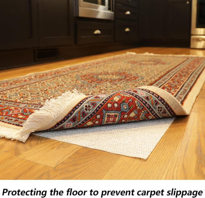 Non SlipGripper Pad for Hardwood Floors, Area Rug Pads for Tile Floor, Under Carpet Anti Skid Mat, Keep Your Rug Safe in Place,Can be Cut to Any Size (White, 27.6x63inch)