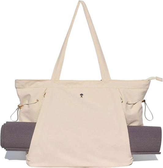 Yoga Tote Bag for Women Shoulder Bags Drawstring for Office Workout Travel Carryall Pilates Gym and Beach
