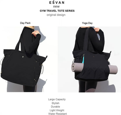 Yoga Tote Bag for Women Shoulder Bags Drawstring for Office Workout Travel Carryall Pilates Gym and Beach