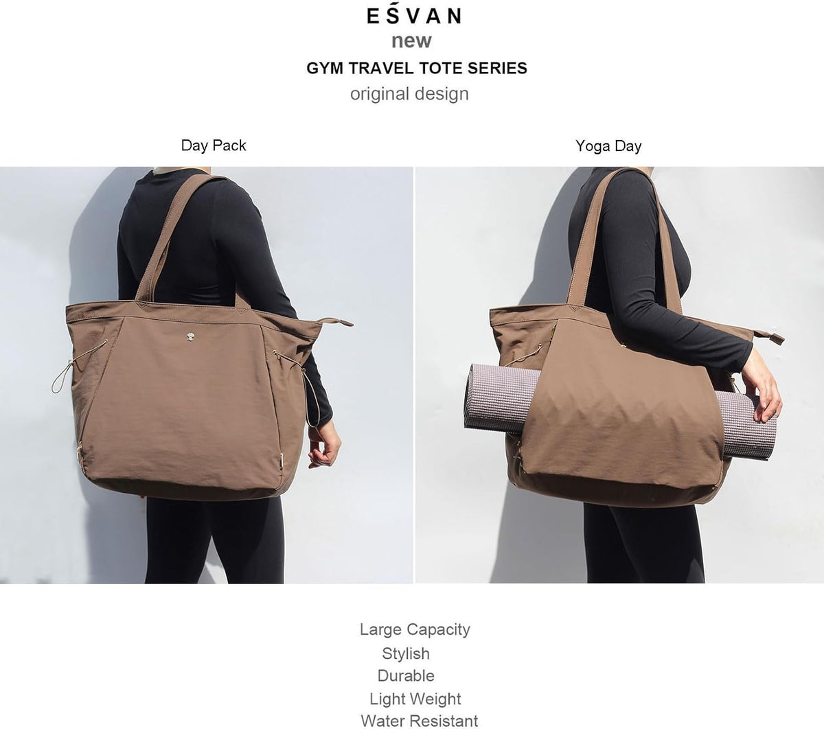 Yoga Tote Bag for Women Shoulder Bags Drawstring for Office Workout Travel Carryall Pilates Gym and Beach