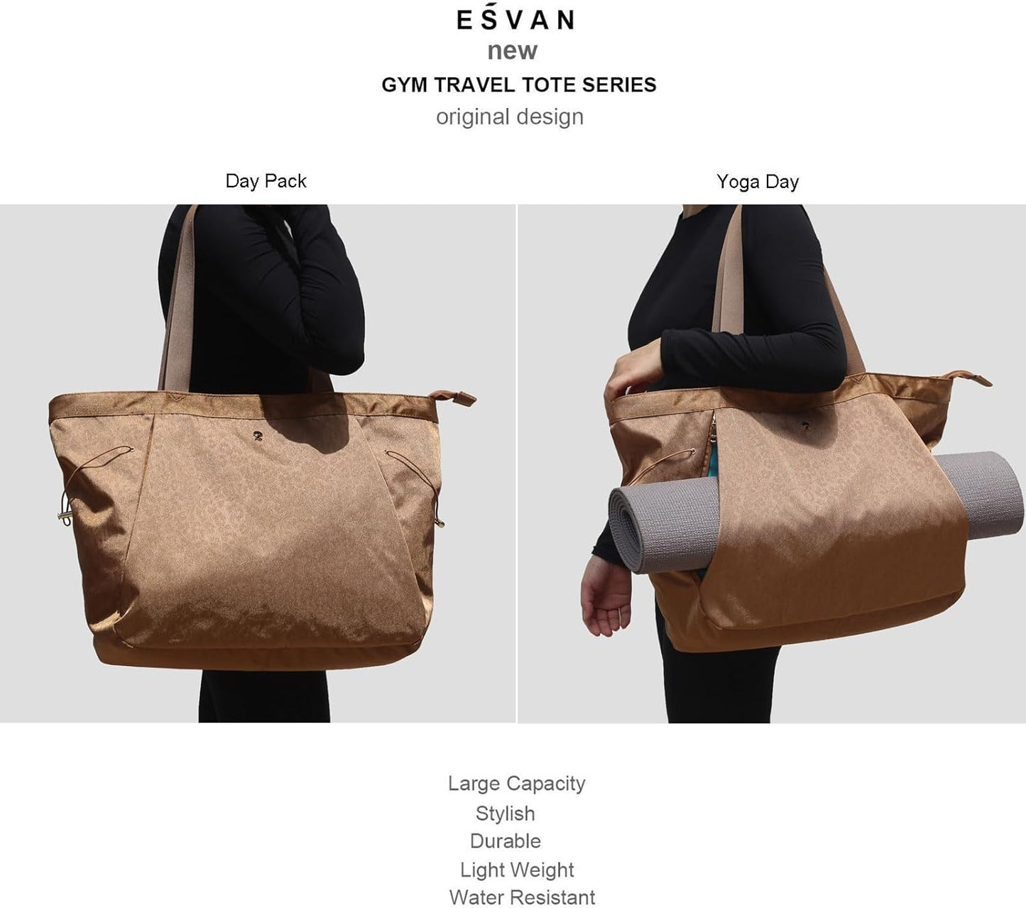Yoga Tote Bag for Women Shoulder Bags Drawstring for Office Workout Travel Carryall Pilates Gym and Beach