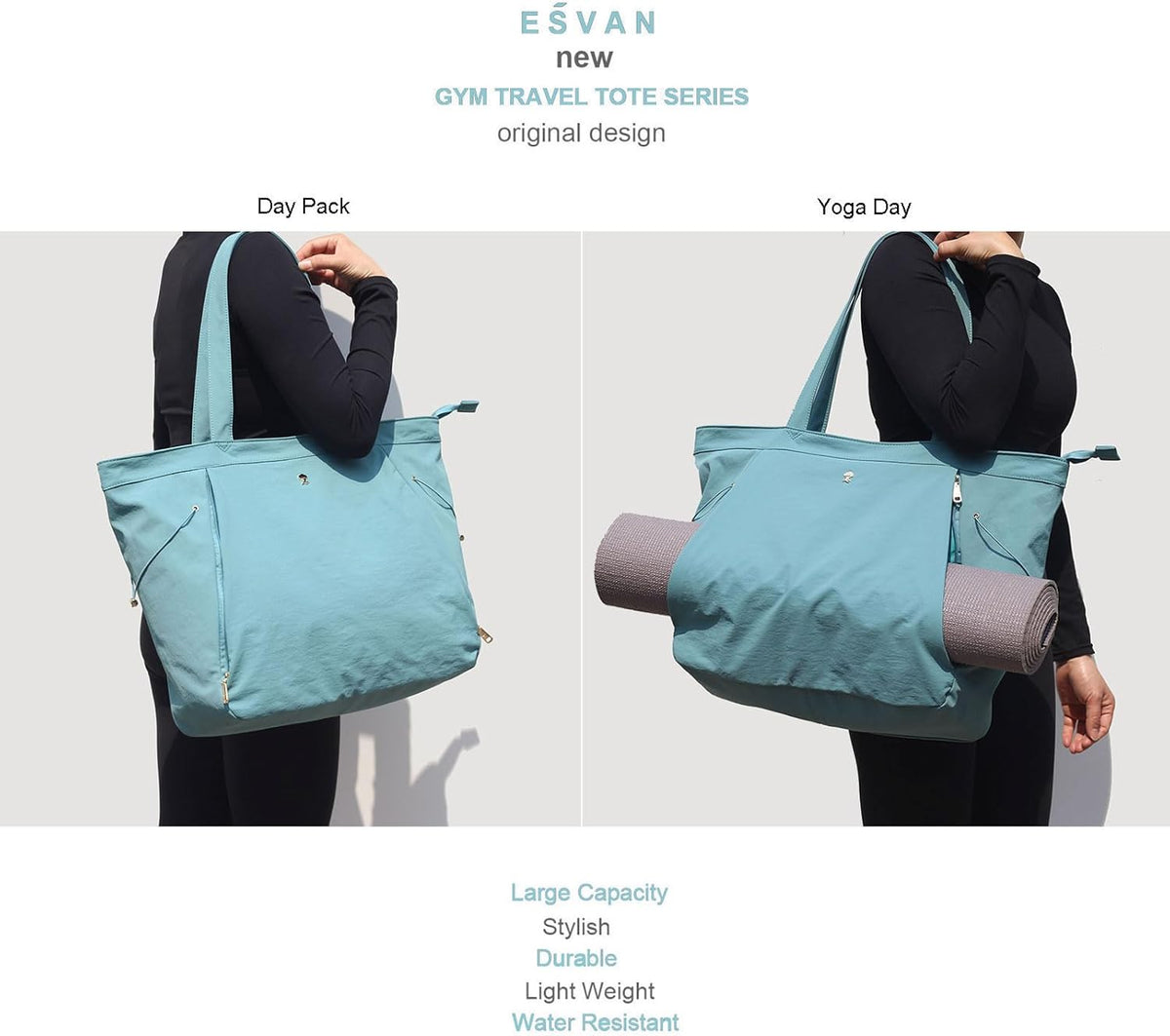 Yoga Tote Bag for Women Shoulder Bags Drawstring for Office Workout Travel Carryall Pilates Gym and Beach