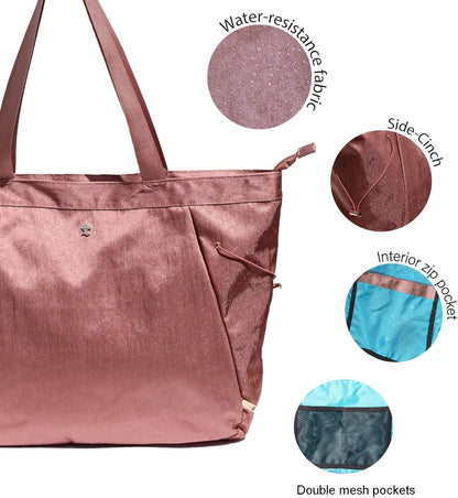 Yoga Tote Bag for Women Shoulder Bags Drawstring for Office Workout Travel Carryall Pilates Gym and Beach