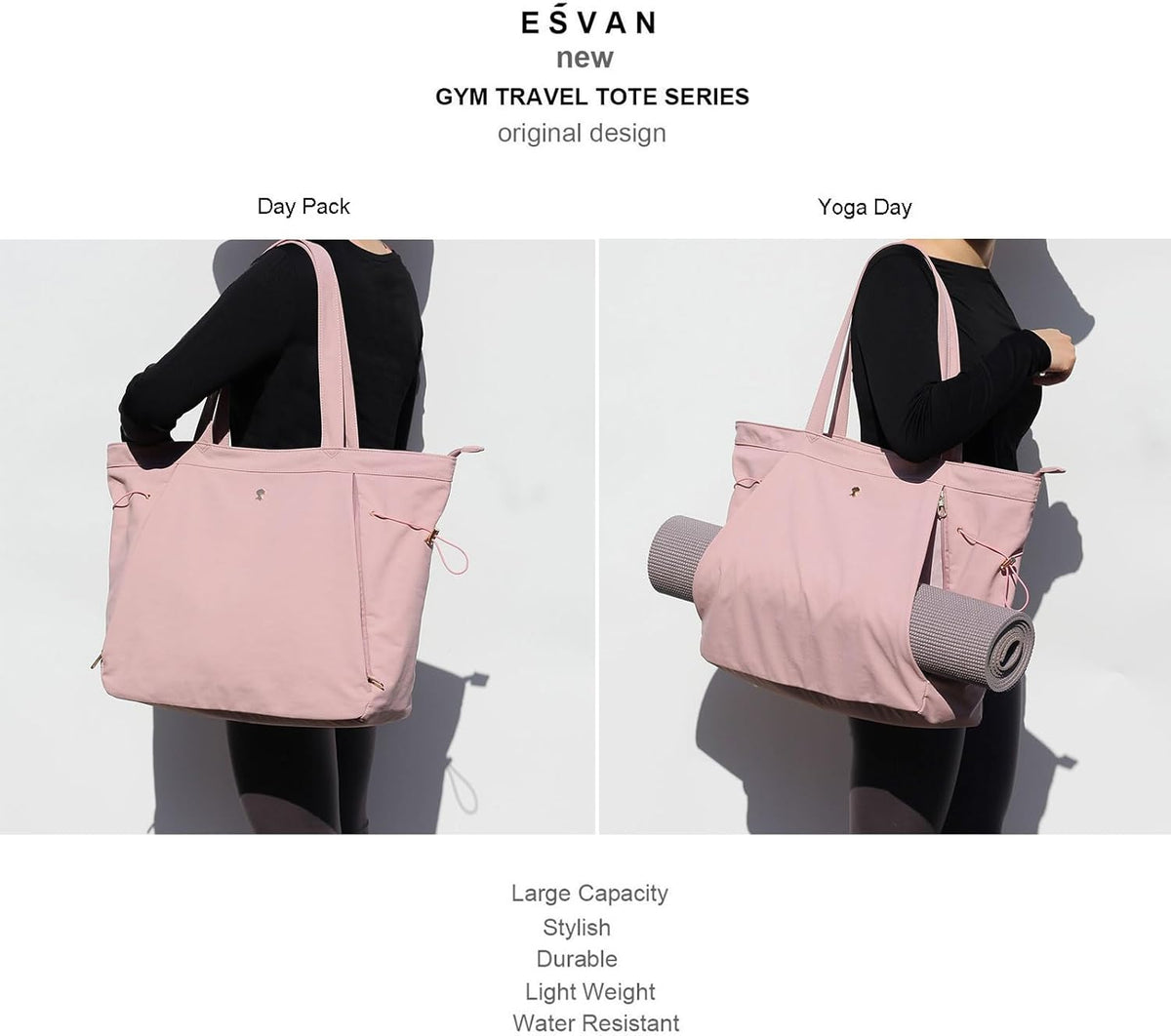 Yoga Tote Bag for Women Shoulder Bags Drawstring for Office Workout Travel Carryall Pilates Gym and Beach