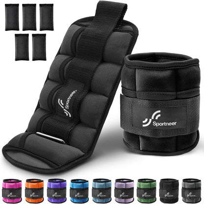 Adjustable Ankle Weights for Women and Men 7 lbs/Pair Adjustable Leg Weights with Secure Straps, Strength Training Weighted for Yoga, Walking, Running, Aerobics, Gym, Physical Therapy