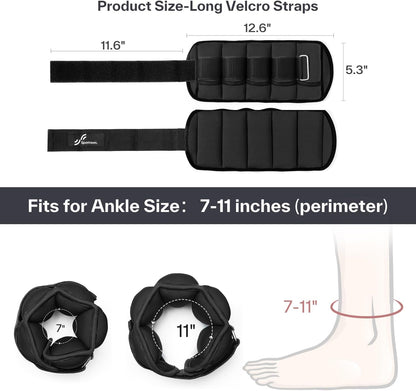 Adjustable Ankle Weights for Women and Men 7 lbs/Pair Adjustable Leg Weights with Secure Straps, Strength Training Weighted for Yoga, Walking, Running, Aerobics, Gym, Physical Therapy