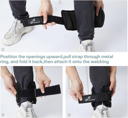 Adjustable Ankle Weights for Women and Men 7 lbs/Pair Adjustable Leg Weights with Secure Straps, Strength Training Weighted for Yoga, Walking, Running, Aerobics, Gym, Physical Therapy
