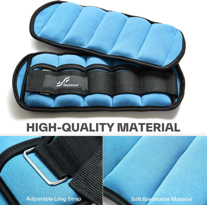 Adjustable Ankle Weights for Women and Men 7 lbs/Pair Adjustable Leg Weights with Secure Straps, Strength Training Weighted for Yoga, Walking, Running, Aerobics, Gym, Physical Therapy