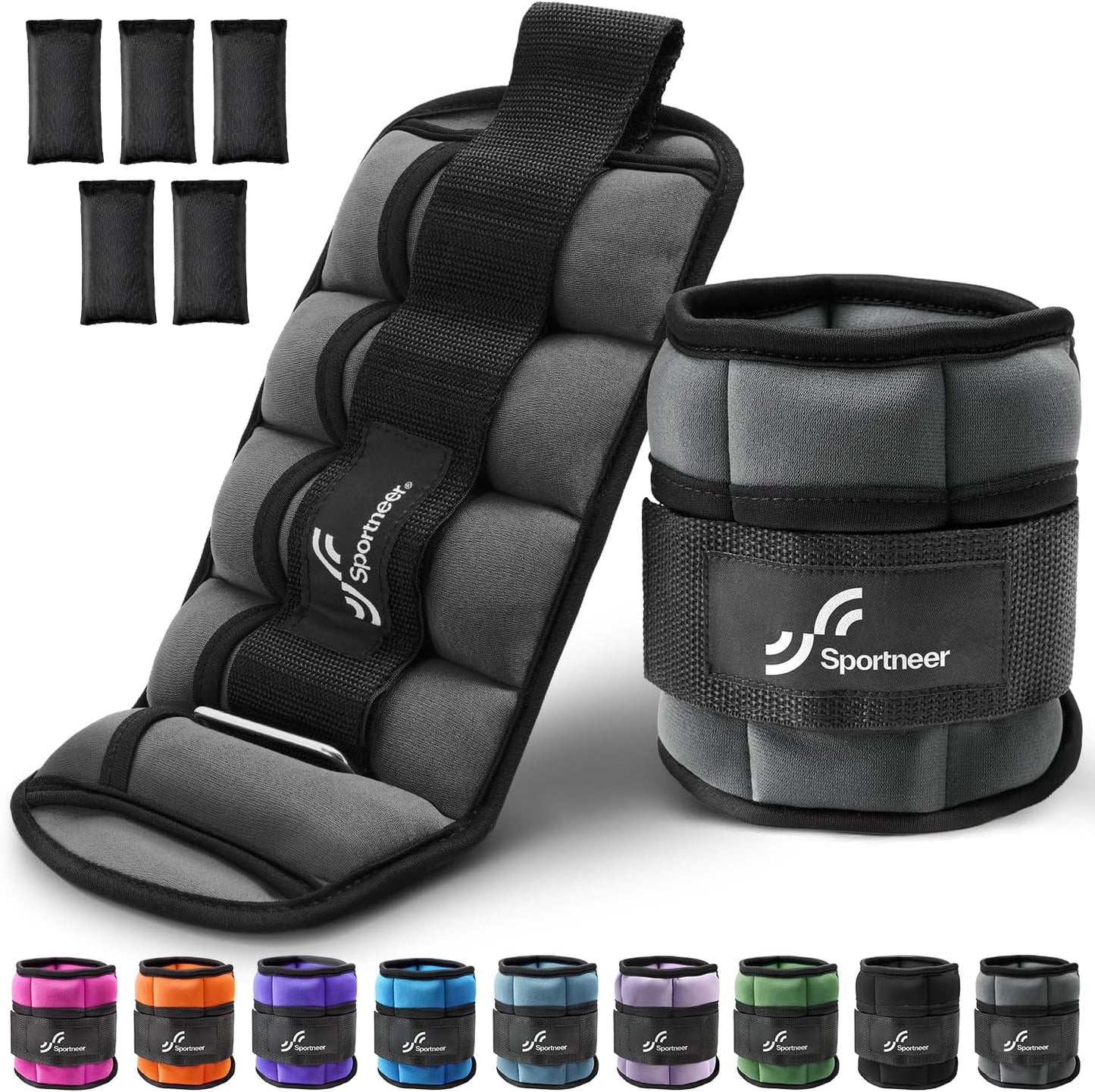 Adjustable Ankle Weights for Women and Men 7 lbs/Pair Adjustable Leg Weights with Secure Straps, Strength Training Weighted for Yoga, Walking, Running, Aerobics, Gym, Physical Therapy