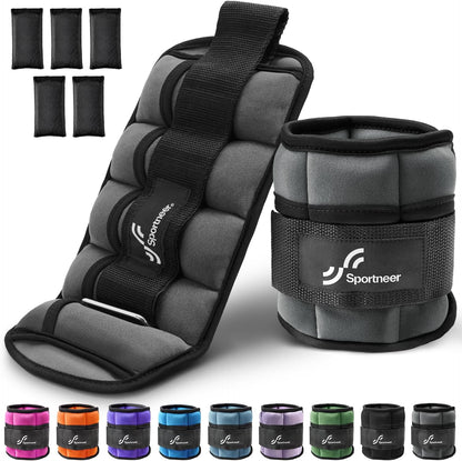 Adjustable Ankle Weights for Women and Men 7 lbs/Pair Adjustable Leg Weights with Secure Straps, Strength Training Weighted for Yoga, Walking, Running, Aerobics, Gym, Physical Therapy
