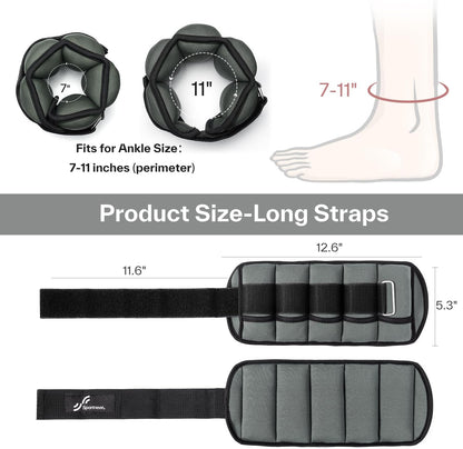 Adjustable Ankle Weights for Women and Men 7 lbs/Pair Adjustable Leg Weights with Secure Straps, Strength Training Weighted for Yoga, Walking, Running, Aerobics, Gym, Physical Therapy