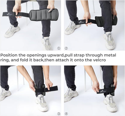 Adjustable Ankle Weights for Women and Men 7 lbs/Pair Adjustable Leg Weights with Secure Straps, Strength Training Weighted for Yoga, Walking, Running, Aerobics, Gym, Physical Therapy
