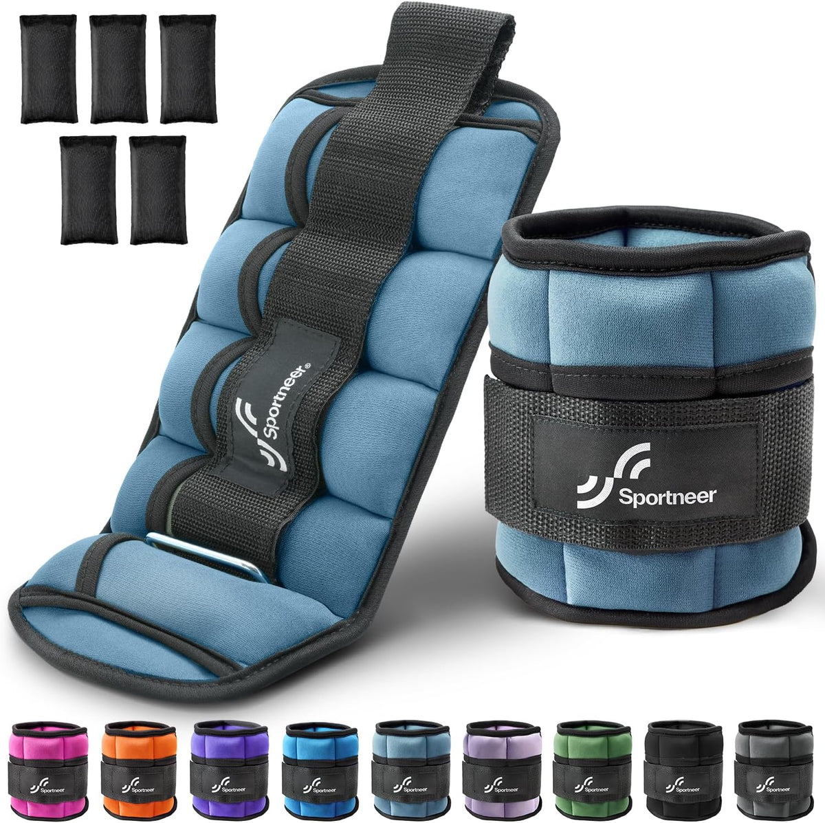 Adjustable Ankle Weights for Women and Men 7 lbs/Pair Adjustable Leg Weights with Secure Straps, Strength Training Weighted for Yoga, Walking, Running, Aerobics, Gym, Physical Therapy