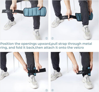 Adjustable Ankle Weights for Women and Men 7 lbs/Pair Adjustable Leg Weights with Secure Straps, Strength Training Weighted for Yoga, Walking, Running, Aerobics, Gym, Physical Therapy