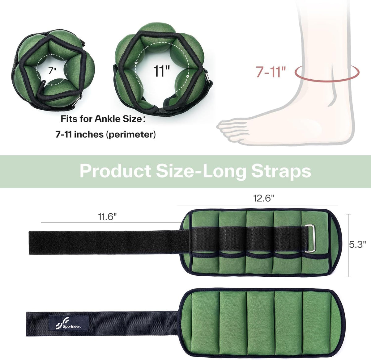 Adjustable Ankle Weights for Women and Men 7 lbs/Pair Adjustable Leg Weights with Secure Straps, Strength Training Weighted for Yoga, Walking, Running, Aerobics, Gym, Physical Therapy