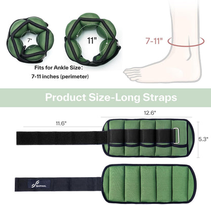 Adjustable Ankle Weights for Women and Men 7 lbs/Pair Adjustable Leg Weights with Secure Straps, Strength Training Weighted for Yoga, Walking, Running, Aerobics, Gym, Physical Therapy