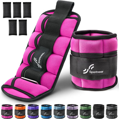 Adjustable Ankle Weights for Women and Men 7 lbs/Pair Adjustable Leg Weights with Secure Straps, Strength Training Weighted for Yoga, Walking, Running, Aerobics, Gym, Physical Therapy