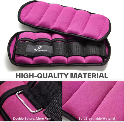 Adjustable Ankle Weights for Women and Men 7 lbs/Pair Adjustable Leg Weights with Secure Straps, Strength Training Weighted for Yoga, Walking, Running, Aerobics, Gym, Physical Therapy