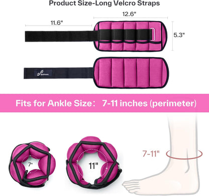 Adjustable Ankle Weights for Women and Men 7 lbs/Pair Adjustable Leg Weights with Secure Straps, Strength Training Weighted for Yoga, Walking, Running, Aerobics, Gym, Physical Therapy
