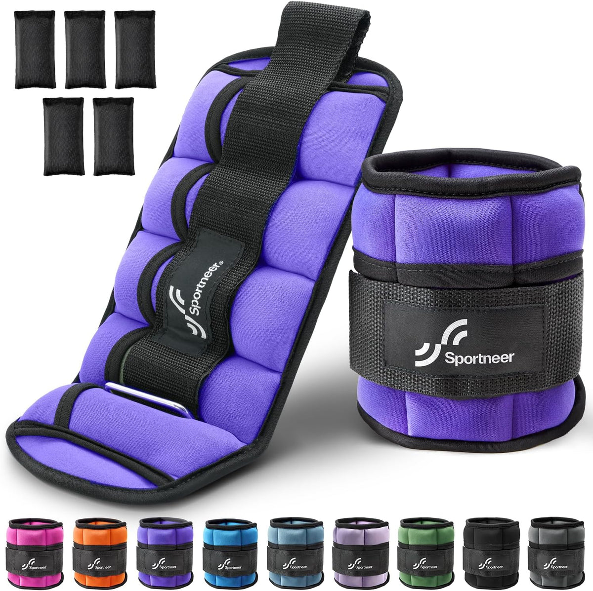 Adjustable Ankle Weights for Women and Men 7 lbs/Pair Adjustable Leg Weights with Secure Straps, Strength Training Weighted for Yoga, Walking, Running, Aerobics, Gym, Physical Therapy