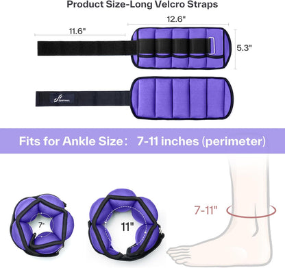 Adjustable Ankle Weights for Women and Men 7 lbs/Pair Adjustable Leg Weights with Secure Straps, Strength Training Weighted for Yoga, Walking, Running, Aerobics, Gym, Physical Therapy