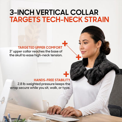 Heated Neck & Shoulder Wrap - Microwavable Warm & Cooling Plush Pad, Scented Aromatherapy (100% Natural Lavender & Herb Spa Blend), Pain Tension Headache Relief Therapy, Gift for Women