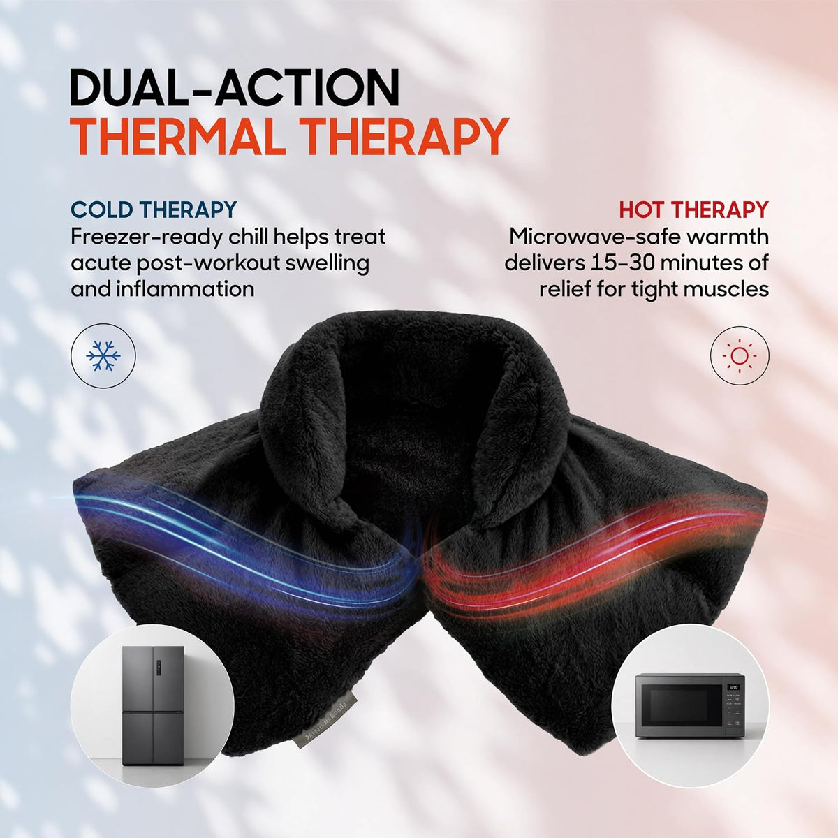 Heated Neck & Shoulder Wrap - Microwavable Warm & Cooling Plush Pad, Scented Aromatherapy (100% Natural Lavender & Herb Spa Blend), Pain Tension Headache Relief Therapy, Gift for Women