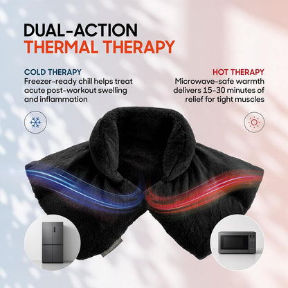 Heated Neck & Shoulder Wrap - Microwavable Warm & Cooling Plush Pad, Scented Aromatherapy (100% Natural Lavender & Herb Spa Blend), Pain Tension Headache Relief Therapy, Gift for Women