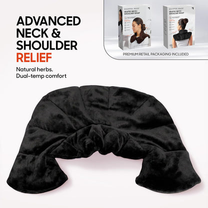 Heated Neck & Shoulder Wrap - Microwavable Warm & Cooling Plush Pad, Scented Aromatherapy (100% Natural Lavender & Herb Spa Blend), Pain Tension Headache Relief Therapy, Gift for Women