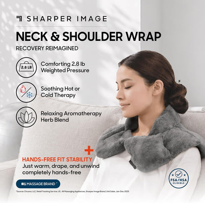 Heated Neck & Shoulder Wrap - Microwavable Warm & Cooling Plush Pad, Scented Aromatherapy (100% Natural Lavender & Herb Spa Blend), Pain Tension Headache Relief Therapy, Gift for Women