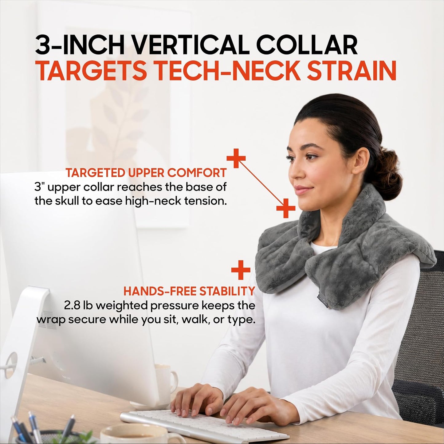 Heated Neck & Shoulder Wrap - Microwavable Warm & Cooling Plush Pad, Scented Aromatherapy (100% Natural Lavender & Herb Spa Blend), Pain Tension Headache Relief Therapy, Gift for Women