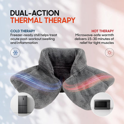 Heated Neck & Shoulder Wrap - Microwavable Warm & Cooling Plush Pad, Scented Aromatherapy (100% Natural Lavender & Herb Spa Blend), Pain Tension Headache Relief Therapy, Gift for Women