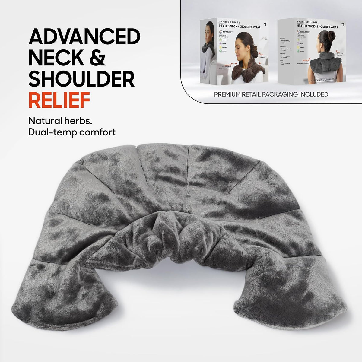 Heated Neck & Shoulder Wrap - Microwavable Warm & Cooling Plush Pad, Scented Aromatherapy (100% Natural Lavender & Herb Spa Blend), Pain Tension Headache Relief Therapy, Gift for Women