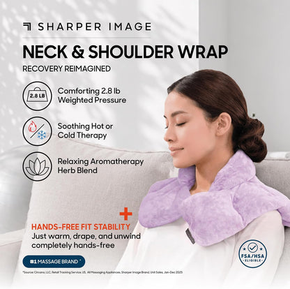 Heated Neck & Shoulder Wrap - Microwavable Warm & Cooling Plush Pad, Scented Aromatherapy (100% Natural Lavender & Herb Spa Blend), Pain Tension Headache Relief Therapy, Gift for Women