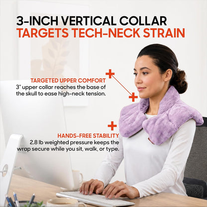 Heated Neck & Shoulder Wrap - Microwavable Warm & Cooling Plush Pad, Scented Aromatherapy (100% Natural Lavender & Herb Spa Blend), Pain Tension Headache Relief Therapy, Gift for Women