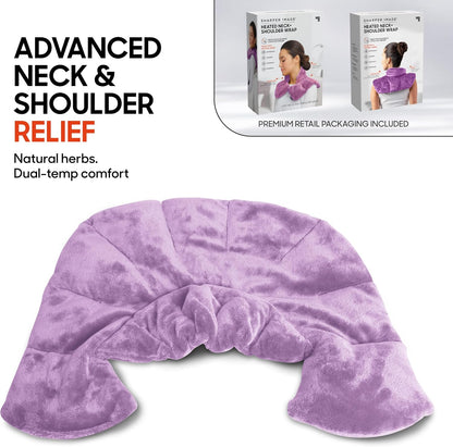 Heated Neck & Shoulder Wrap - Microwavable Warm & Cooling Plush Pad, Scented Aromatherapy (100% Natural Lavender & Herb Spa Blend), Pain Tension Headache Relief Therapy, Gift for Women