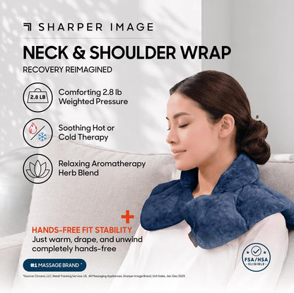 Heated Neck & Shoulder Wrap - Microwavable Warm & Cooling Plush Pad, Scented Aromatherapy (100% Natural Lavender & Herb Spa Blend), Pain Tension Headache Relief Therapy, Gift for Women