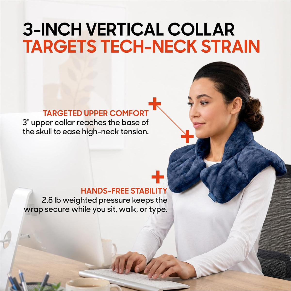 Heated Neck & Shoulder Wrap - Microwavable Warm & Cooling Plush Pad, Scented Aromatherapy (100% Natural Lavender & Herb Spa Blend), Pain Tension Headache Relief Therapy, Gift for Women