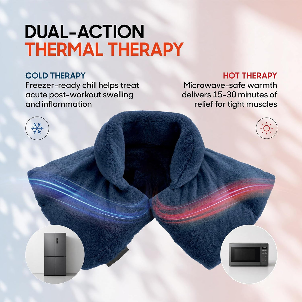 Heated Neck & Shoulder Wrap - Microwavable Warm & Cooling Plush Pad, Scented Aromatherapy (100% Natural Lavender & Herb Spa Blend), Pain Tension Headache Relief Therapy, Gift for Women
